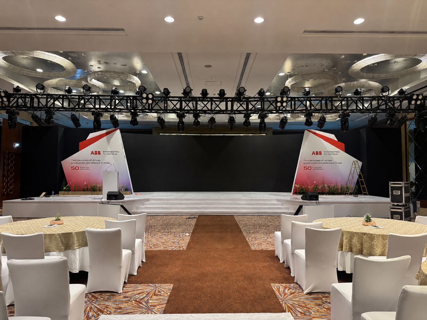 AV Source Inc truss and lighting rig at a live corporate event